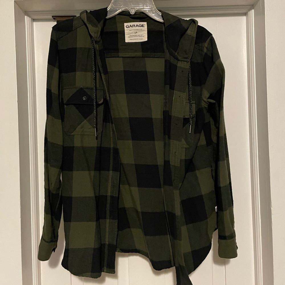 GARAGE boyfriend fit flannel with hood